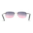 thumbnail image 3 of Womens Rimless Narrow Rectangle 90s Retro Sunglasses Gold Black Pink, 3 of 4