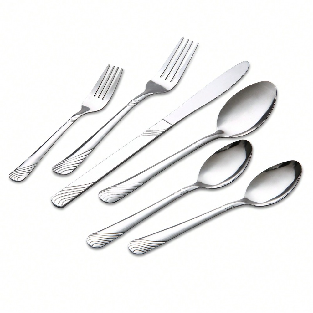 48-Piece Silverware Set Service For 8, Stainless Steel Flatware Cutlery Set, Kitchen Tableware Set, Utensil Set For Home And Restaurant, Knives Forks Spoons Set, Dishwasher Safe
