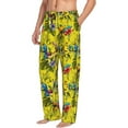 thumbnail image 3 of Mens Pajama Pants - Soft Sleep & Lounge Pants for Men, Painted Colorful Cute Parrot Flower Cuteness Casual PJ Bottoms Pants with Pockets, 3 of 5