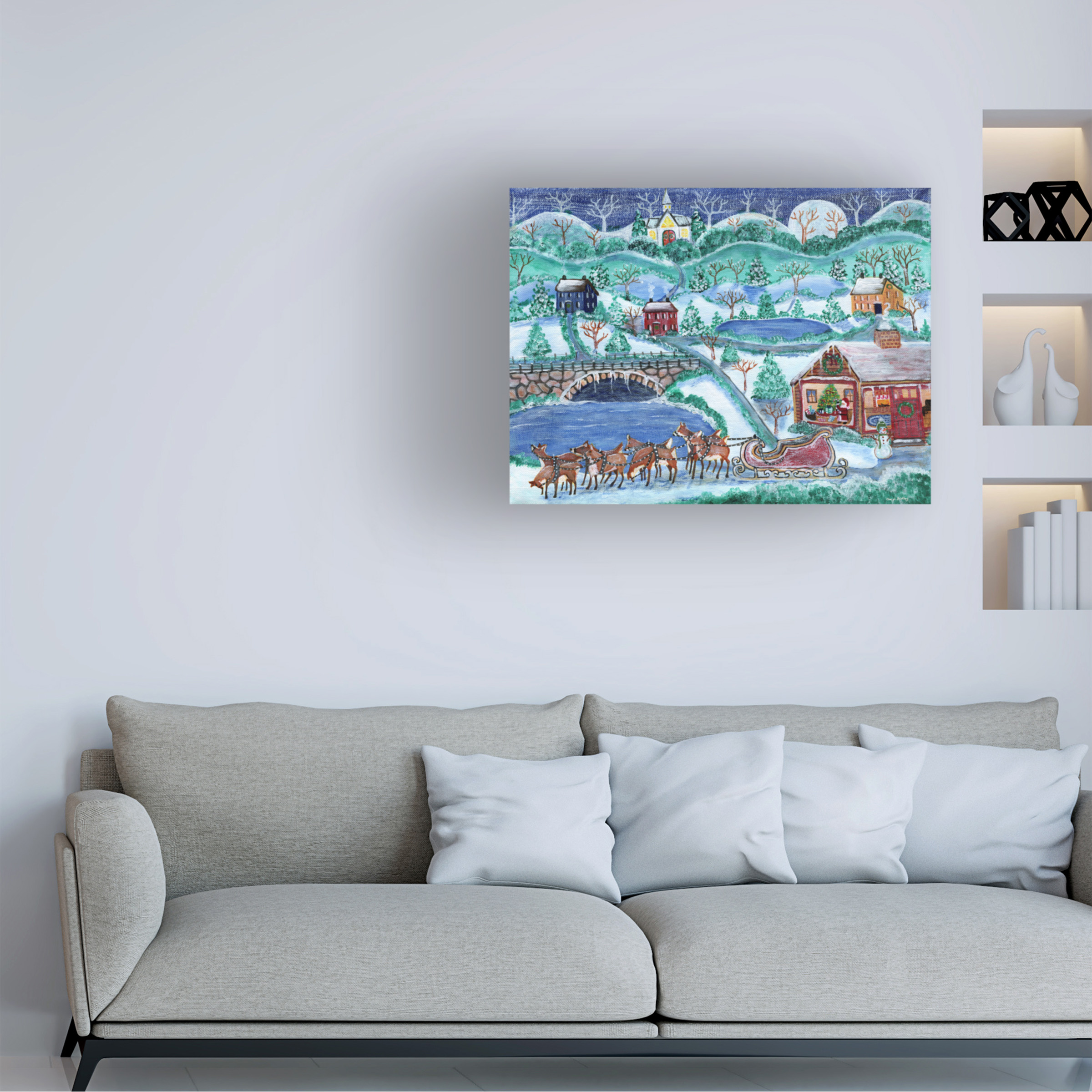Cheryl Bartley 'Here Comes Santa Claus And Eight Reindeer' Canvas Art