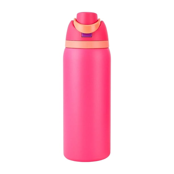 Botella de agua de acero inoxidable con aislamiento, deportiva, 1000 ml, para bebidas frías y calientes, a prueba de fugas, para oficina y coche. rosa roja