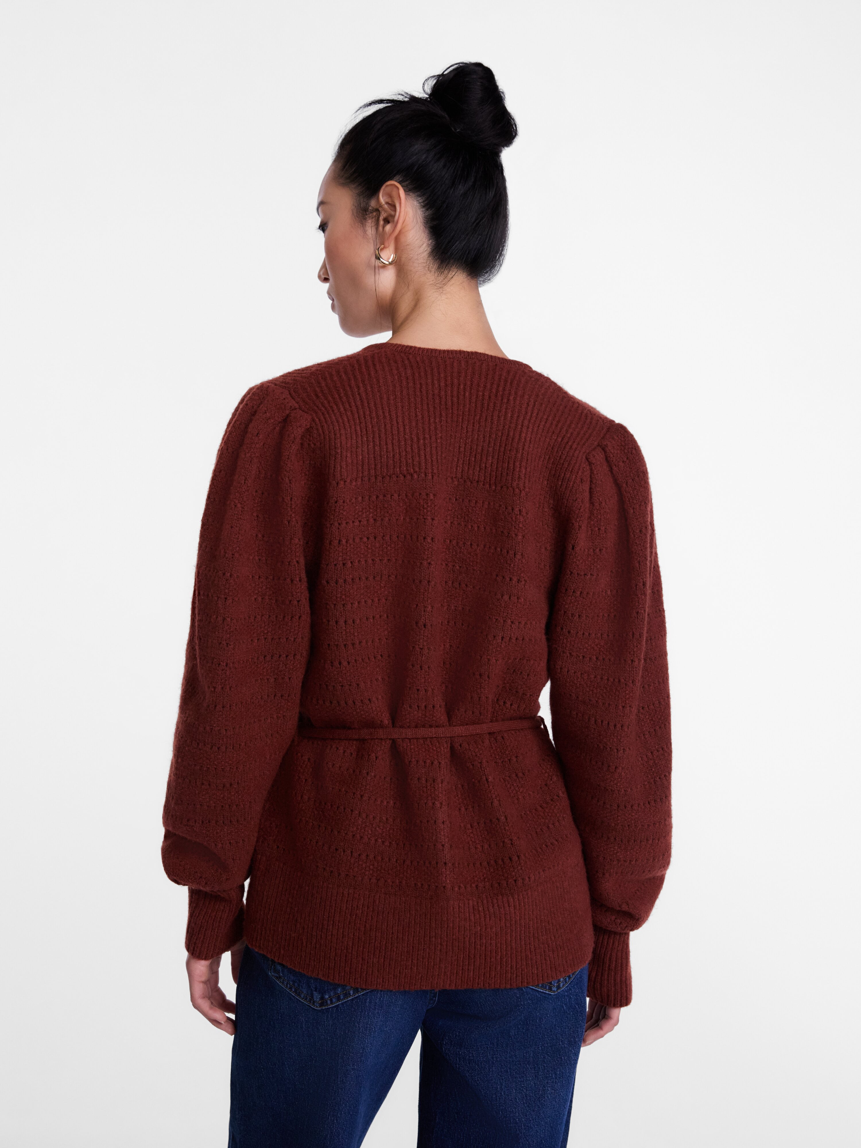 Scenario Women's and Women's Plus Open Tie Cardigan Lightweight Sweater with Long Sleeves, Sizes XS-4X