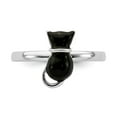 thumbnail image 4 of 925 Sterling Silver Stackable Expressions Polished Black Enameled Cat Ring Size: 7; for Adults and Teens; for Women and Men, 4 of 5