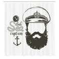 thumbnail image 3 of Ambesonne Ocean Shower Curtain, Hat and Beard Seaman, 69"Wx84"L, Brown White, 3 of 5