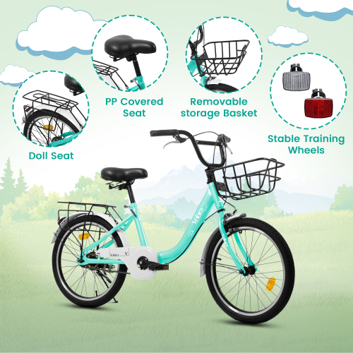 Raistyw 20 inch Kids' Bike, Girls Mountain Bike for Ages 8-12, 1 Speed Teenager Bicycles with Coaster Brake ,V-Brake, Green
