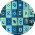 thumbnail image 1 of Ahgly Company Indoor Round Oriental Light Blue Industrial Area Rugs, 3' Round, 1 of 4
