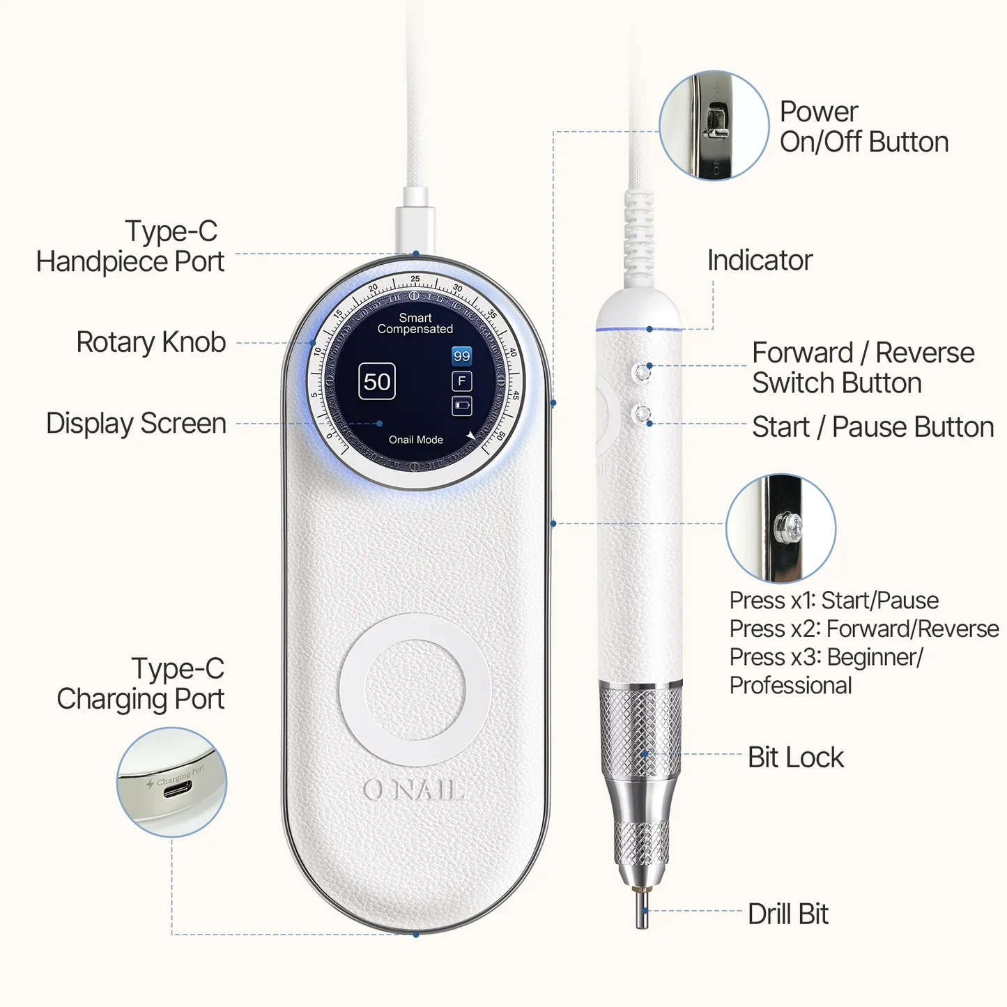 ProfiNails - Nail Drill AI Precision PRO Max - O NAIL