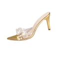 thumbnail image 2 of DIVVce Clear Pearl Embellished Mule Heel Sandals For Women Open Toe Slip On Comfort Evening Footwear, 2 of 8