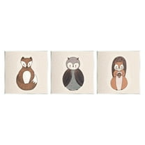 Stupell Industries Stylized Forest Animal Portraits Kids Owl Fox Squirrel Graphic Art Unframed Art Print Wall Art, Set of 3, Design by Birgit Maria Kiennast