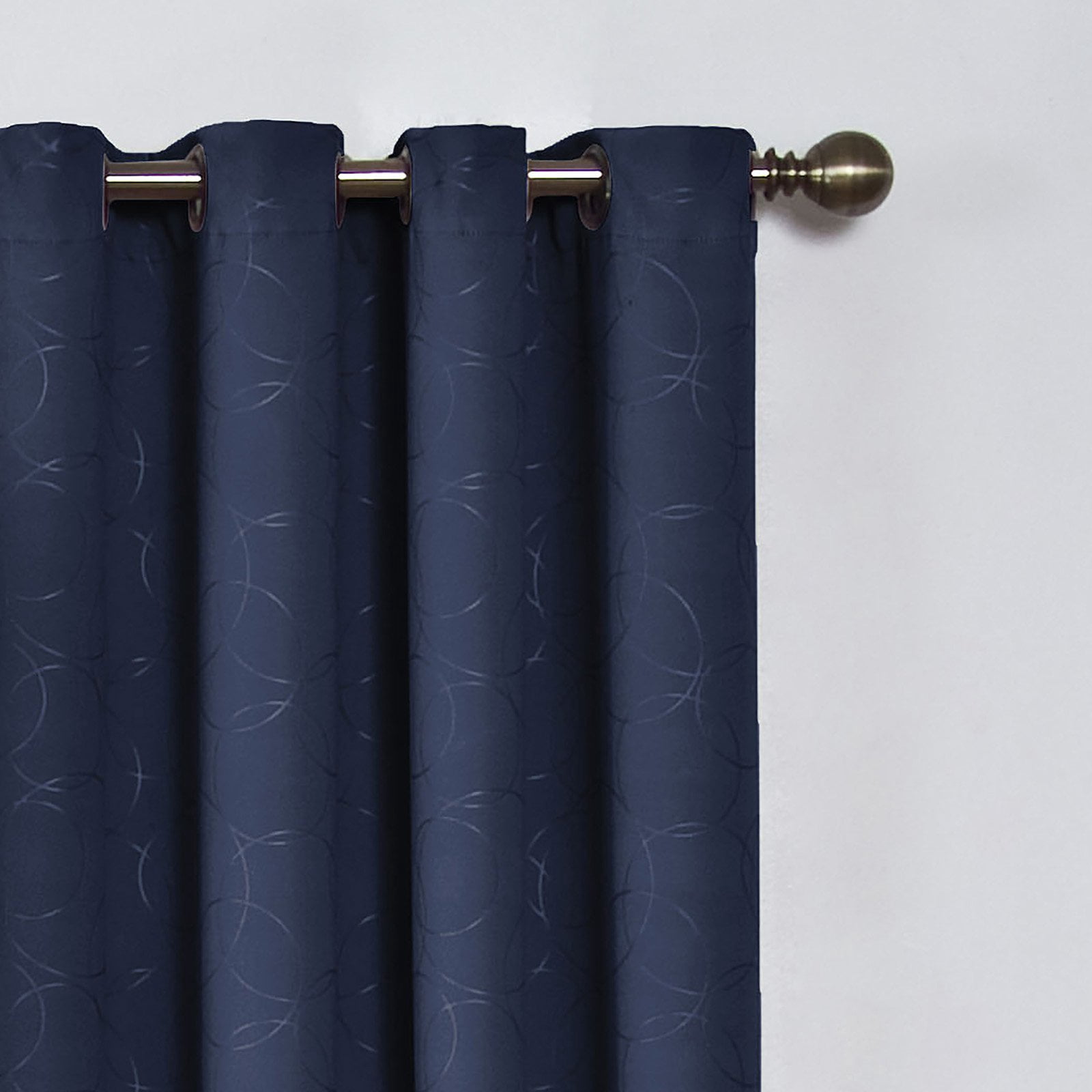 Eclipse Round and Round Pattern Blackout Grommet Top Window Curtain Panel, Black, 52x63