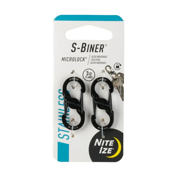 Nite Ize S-Biner® MicroLock® Stainless Steel - 2 Pack - Black