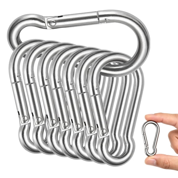 Carabiner Clip - 5 cm Heavy Duty Stainless Steel Spring Snap Hook for Camping Backpacking Hiking Outdoor Activities Pet Leash Keychain Multipurpose 10 Pcs