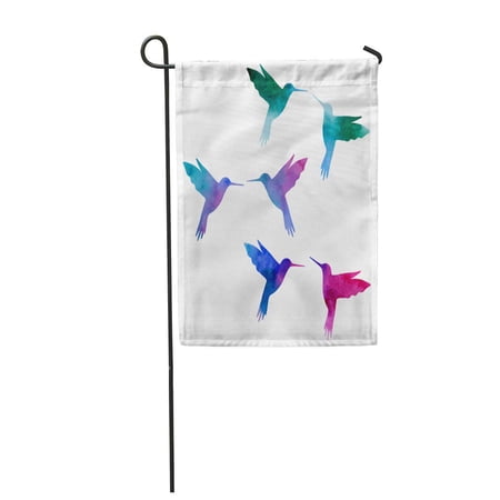 KDAGR Blue Abstract Hummingbird Watercolor Painting Humming Beautiful Beauty Bird Garden Flag Decorative Flag House Banner 28x40 inch