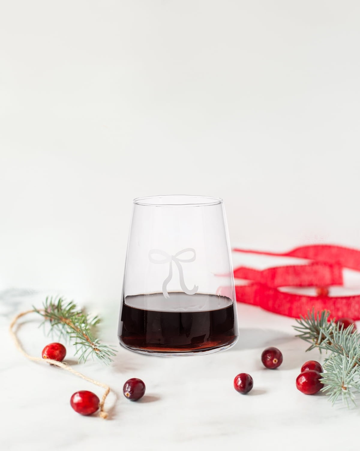 Holiday Time Bow verre à vin sans tige 17oz