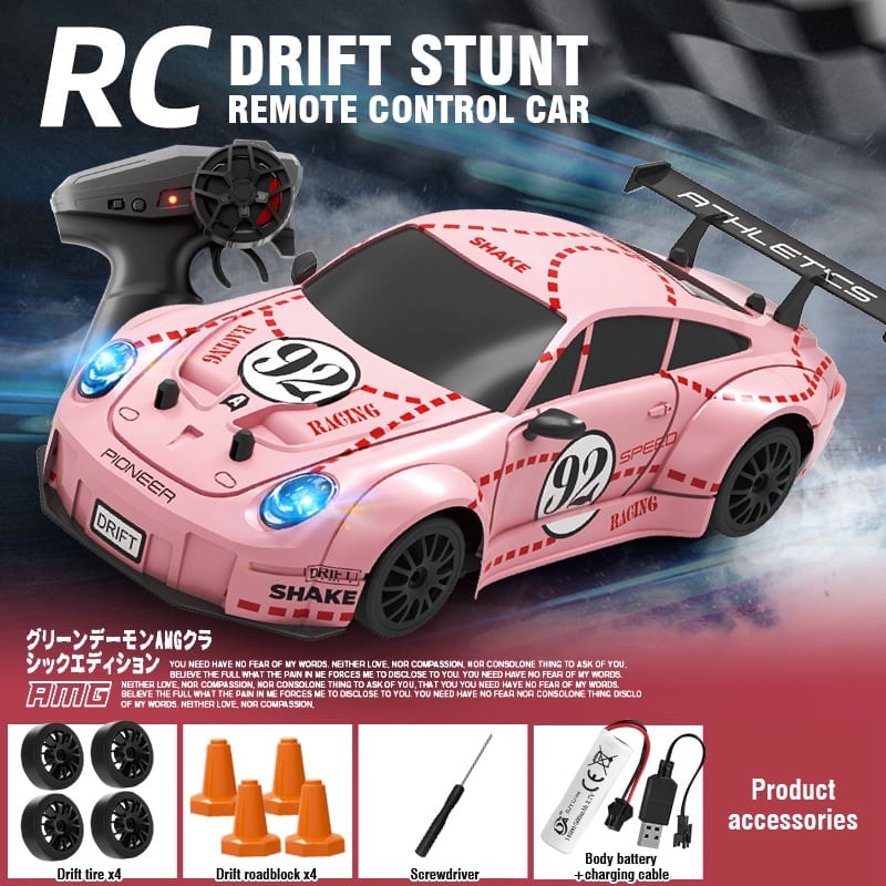RC Car 1:24 Scale 4WD High Speed Remote Control Car with LED Lights and Drifting Tires,2Batteries