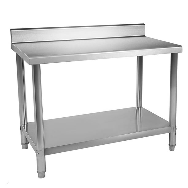 Jeobest Kitchen Work Table with Backsplash Kitchen Restaurant Table - Kitchen Stainless Steel 