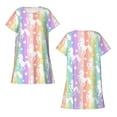 thumbnail image 4 of Rainbow Unicorn Women'S Nightgown Sleepwear Short Sleeves Nightshirt Loose Comfy Pajama Small, 4 of 8