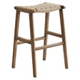 thumbnail image 3 of Modway Saoirse Woven Rope Wood Bar Stool - Set of 2 in Walnut Natural, 3 of 10