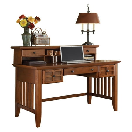 - Arts and Crafts Cottage Oak Executive Desk and Hutch