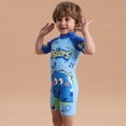 thumbnail image 4 of BULLPIANO Boys' Swimwear One Pieces Zipper Toddler Short Sleeve Rash Guard Sunsuits with Hat UPF50+ Sun Protection,Size 5-6 Years, 4 of 8