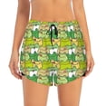 thumbnail image 2 of Picia Cartoon Frog Pattern Women's 2 in 1 Athletic Running Shorts High Waisted Workout Casual Gym Sweat Shorts with Comfy Liner Zipper Pockets-X-Large, 2 of 9