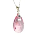 thumbnail image 2 of Juego de aretes y cadena con dije en forma de hoja, plata mexicana ley .925, Rosa., 2 of 5