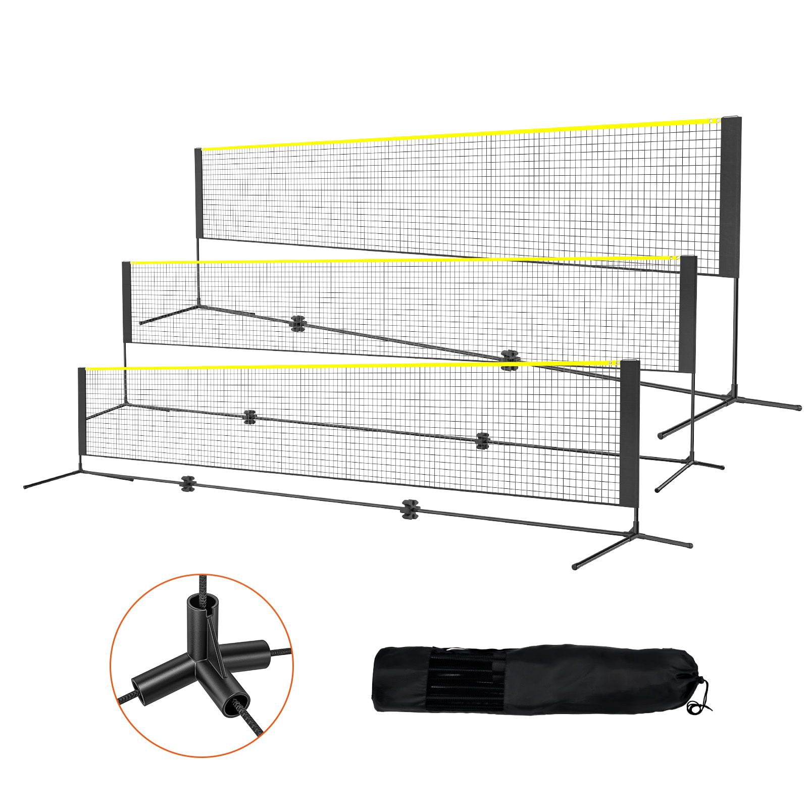 17 FT convenient Badminton Net Height Adjustable, Foldable Volleyball Pickleball Tennis Net with Poles, Stand, Carry Bag