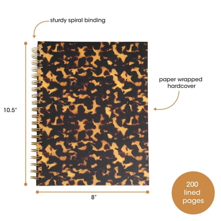 Pearhead Tortoiseshell Spiral Notebook, College-Ruled, 8 x 10.5 Inches