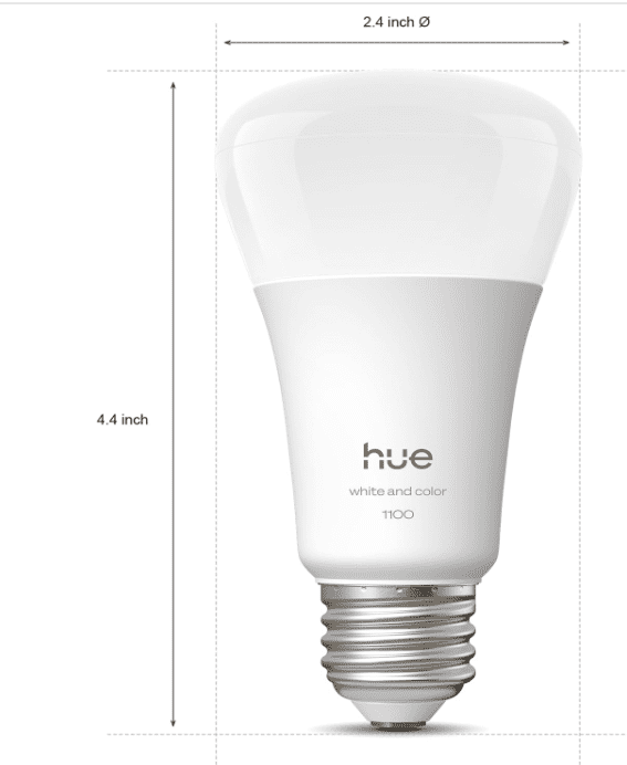 Philips Hue Smart LED A19 Bulb, White and Color Ambiance, E26 Base, 9.5W, Full Spectrum Light 1000K-20000K, 1100 Lumens, Dimmable, Works with Alexa, Google Assistant, and Apple Home, 2 Pack