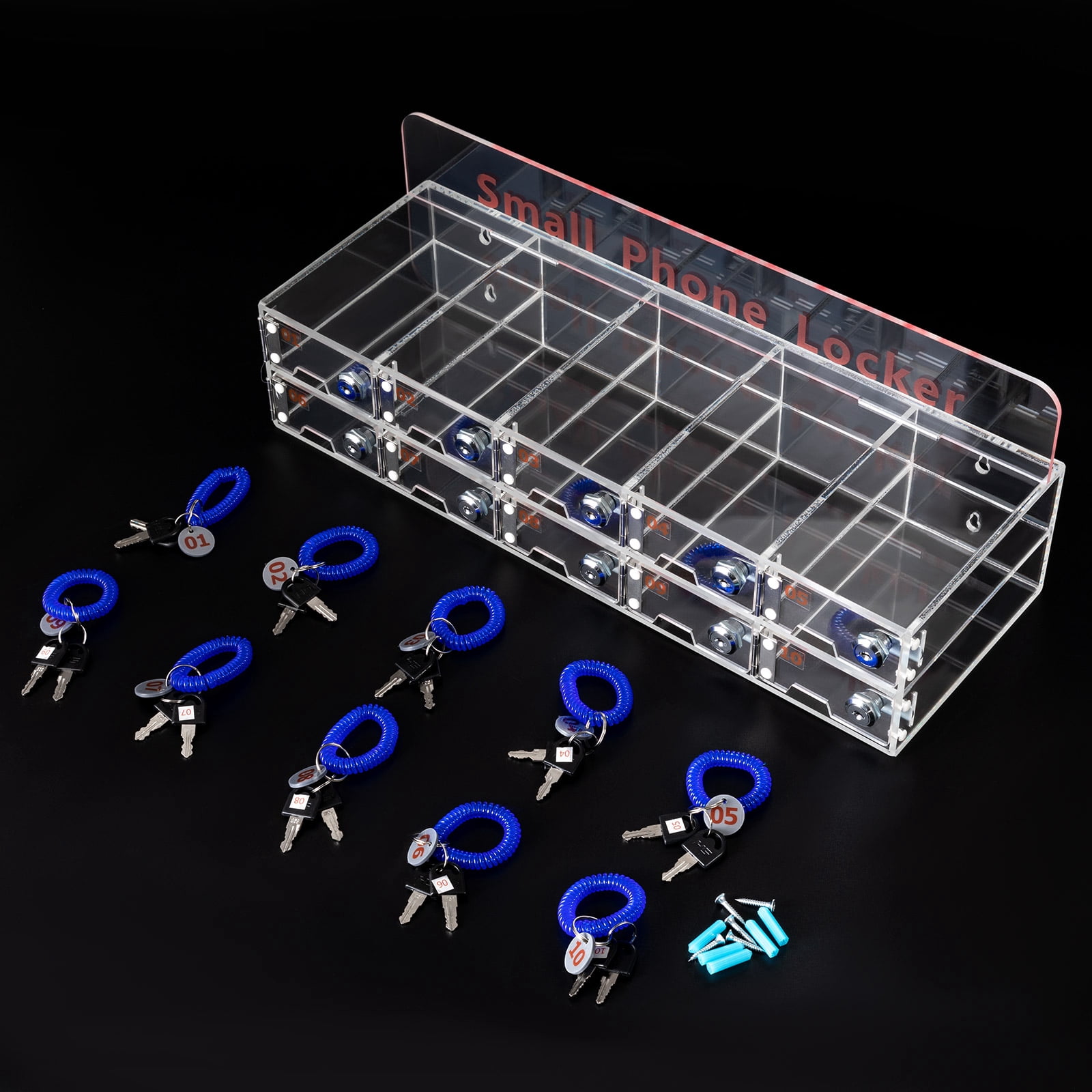 Cell Phone Locker Box Clear Cell Phone Storage Acrylic Cell Phone Lock Box with Door Locks and Keys Wall Mounted Cell Phones Storage Cabinet for Office School Classroom Factory (12 Slots)