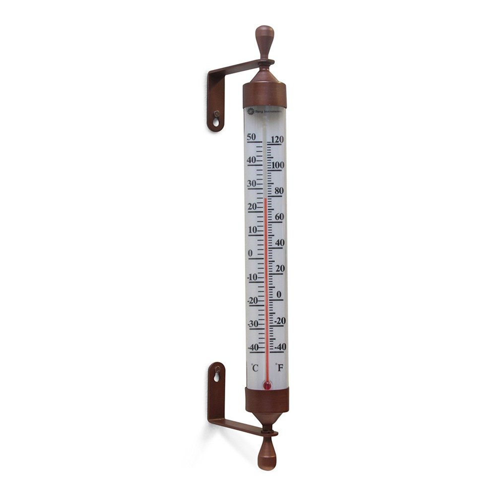 Large 16 Inch Garden Tube Thermometer Bronze