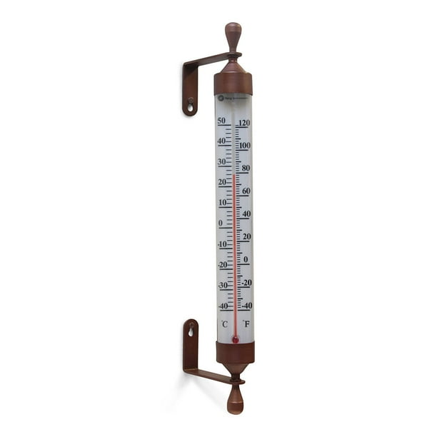 Large 16 Inch Garden Tube Thermometer Bronze