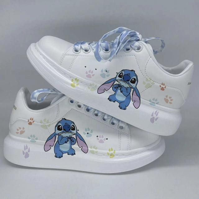 Disney Lilo &erio; Zapatillas de deporte de puntada, zapatos de puntada de dibujos animados Kawaii, zapatos con patrón de pequeño monstruo, zapatos deportivos informales de moda136 Deng Xun unisex