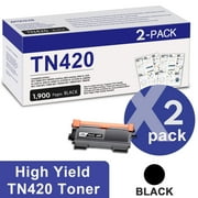 2 Pack Black TN-420 TN420 Toner Cartridge Replacement for Brother TN 420 Toner Cartridge for DCP-7060D DCP-7065DN HL-2220 MFC-7365DN Printer