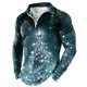 thumbnail image 1 of Pack De Playeras Para Hombre Camisa Navideña De Otoño E Invierno Para Hombre Camisa Superior Con Estampado De Árbol De Navidad En Capas Y Empalme De Colores Mixtos, 1 of 4