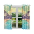 thumbnail image 2 of CADecor Tropical Paradise Window Kitchen Curtain, Sunset Beach Palm Tree Window Treatment Panel Curtains,26x39 inches,Set of 2, 2 of 3