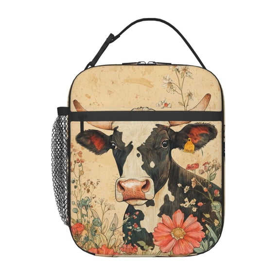 Cow Print Lunch Box Reusable Portable Lunch Bag Tote Bag for Work Picnic Hiking