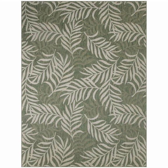 HomeRoots 550236 8 x 10 ft. Ivory & Green Palm Leaf Indoor & Outdoor Rectangle Area Rug