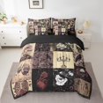 thumbnail image 2 of Boho Skeleton 7Pcs Comforter Set Twin,Gothic Crow Mushroom Bedding Set,Dark Red Rose Gird Fitted Flat Sheet Woman Adult Room Decor,Vintage Hippie Style 2 Throw Pillow Covers,2 Pillowcases, 2 of 5