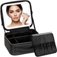thumbnail image 1 of Bolsa de maquillaje IPOW Travel con espejo LED, 3 ajustes de luz, color negro, 1 of 8