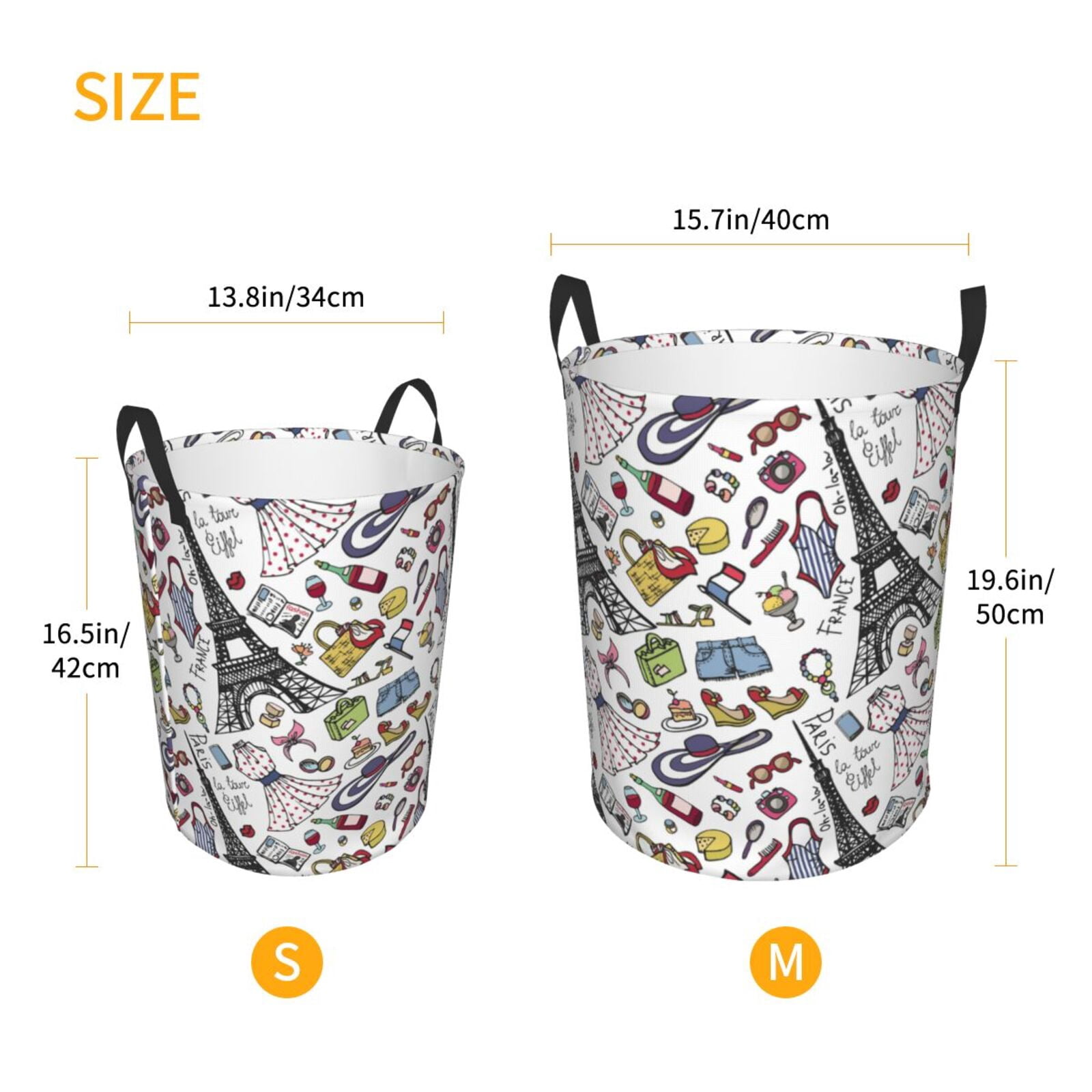 Large Laundry Basket with Handles - Eiffel Tower Fancy Kids Baby Dirty Clothes Laundry Hamper for Bedroom Aesthetic