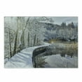 thumbnail image 1 of Winter Cutting Board, Real Image of a Snow Covered Boardwalk in Forest with Lake Reflections, Decorative Tempered Glass Cutting and Serving Board, in 3 Sizes, by Ambesonne, 1 of 2