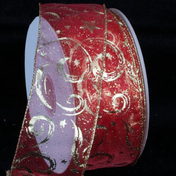 The Ribbon People Red and Gold Comet Wired Craft Ribbon 2" x 20 Yards