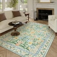thumbnail image 6 of Lahome 5'x7' Washable Area Rug for Living Room with Non Slip Backing,Traditional Boho Rug,Low Pile Lightweight Carpet,Floral Print Mat,Better Home,Washable Machine for Bedroom,Green, 6 of 12