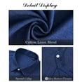 thumbnail image 5 of Camisa J.VER para hombre, lino, manga corta, algodón, casual, azul 3XL, 5 of 5