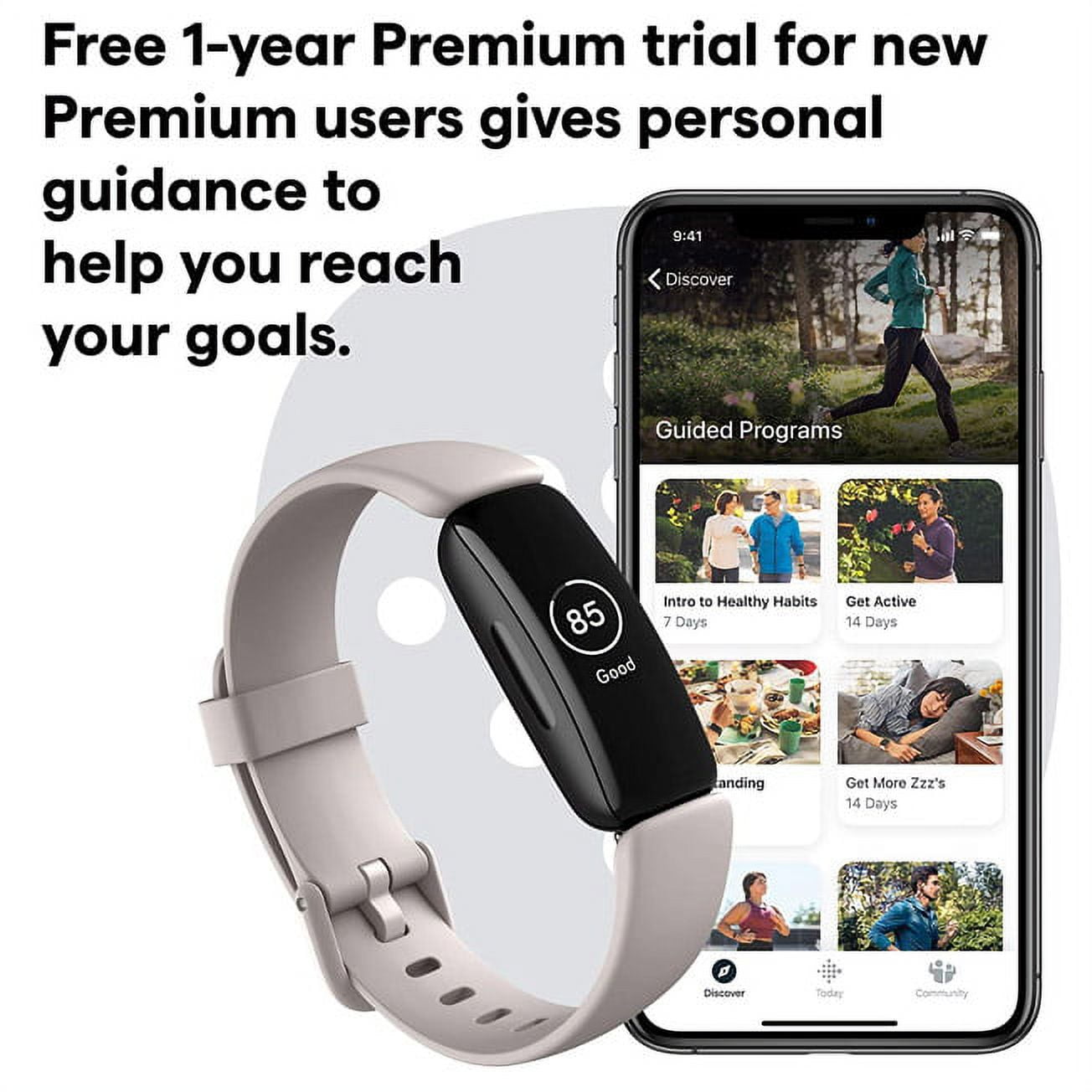 Fitbit Inspire 2 Health and Fitness Tracker, Black and White (Small and Large Bands)