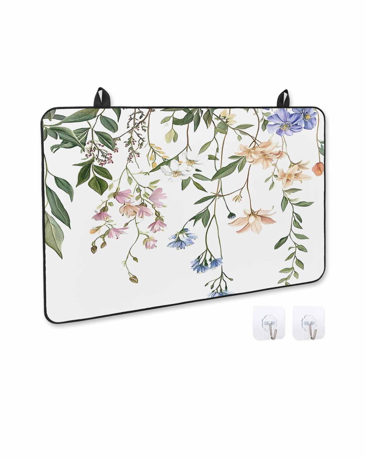 nqOlkjepod Large Induction Cooktop Protector Mat 31"x24", Spring Floral Leaves Stove Top Covers for Electric Stove, Vintage Flowers Farmhouse Stove Burner Cover Mats, Glass Top Stove Cover