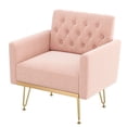thumbnail image 4 of S-HOME Modern Velvet Armchair Single Sofa in Gold Legs and Tufted Design for Living Room or Bedroom, Pink, 4 of 6