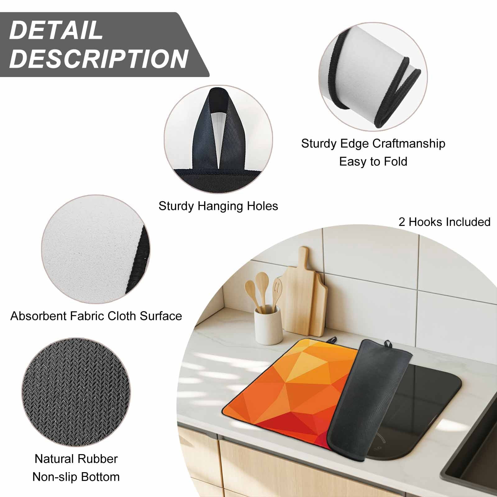 Red Orange Stove Top Cover for Electric Stove, Heat-proof & Non Slip Glass Top Stove Cover Protector, Modern Abstract Ombre Geometric Aesthetic Kitchen Flat Cooktop Rubber Mat 24x21 Inches