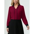 thumbnail image 3 of Aiyino Womens Tops Blouses Long Sleeve Shirt Dressy Casual Business Work Shirts Clothes,Wine Red L, 3 of 10